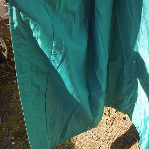 Vintage Maggie Lawrence Long Trench Coat Rain Jacket 20W Shiny Green *FLAWS - Picture 6 of 12